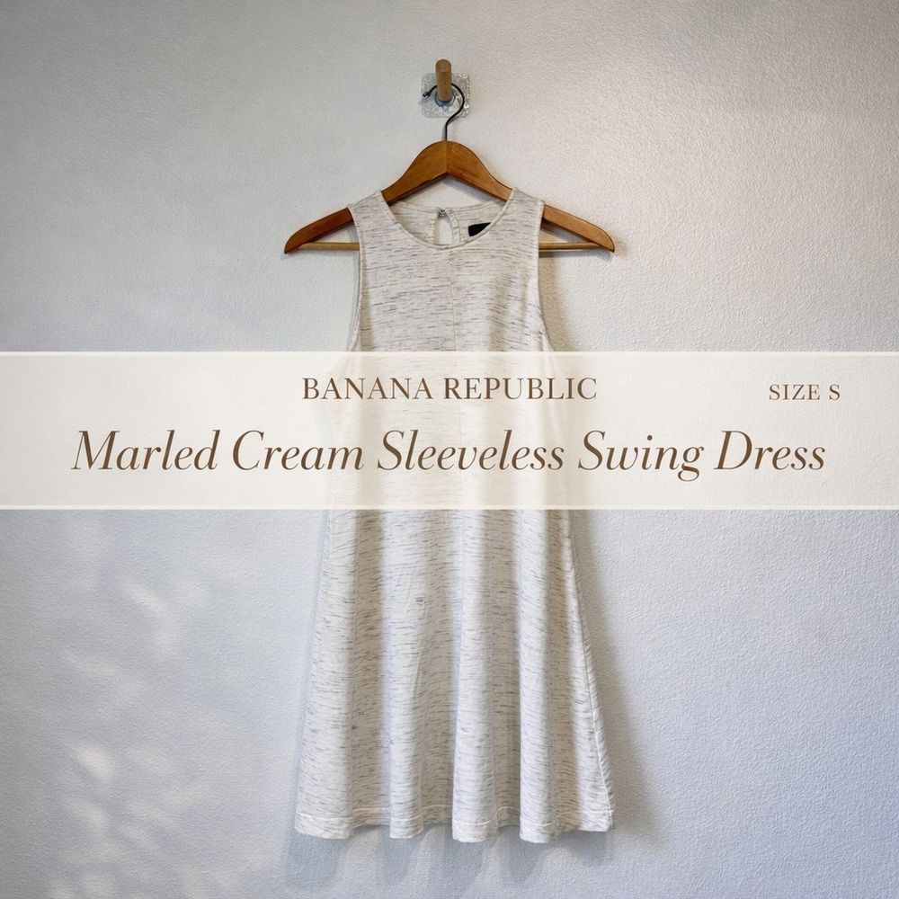 Banana Republic Marled Cream Sleeveless Swing Dress Size S